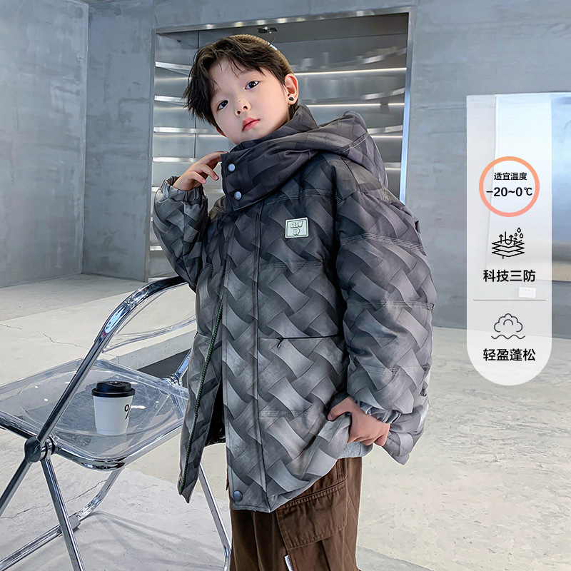 巴拉童年中大男童加厚渐变白鸭绒羽绒服冬季新款儿童冬装免洗外套