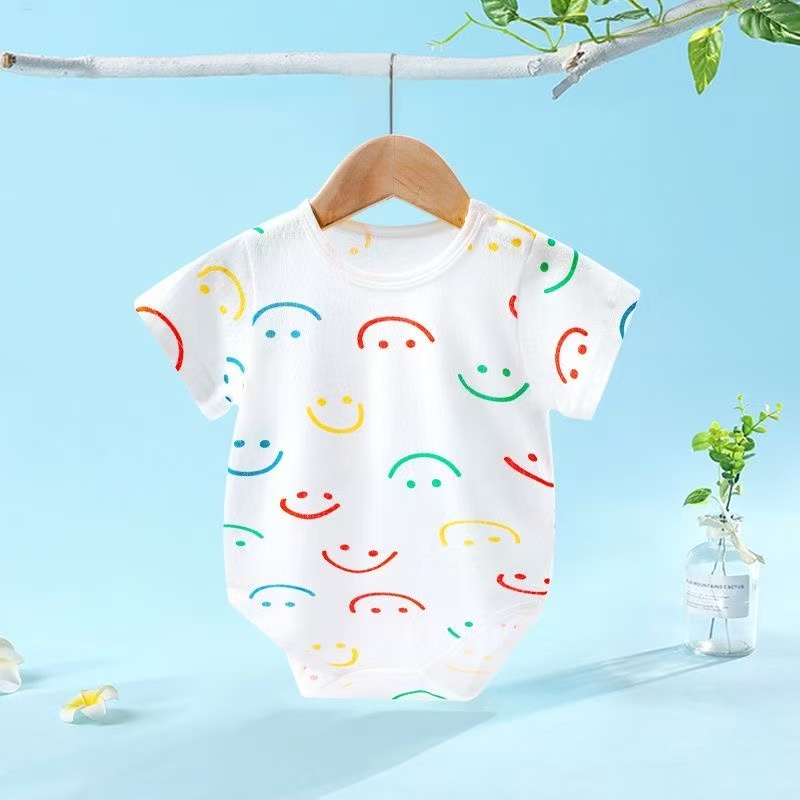 短袖夏季中性A类单排扣哈衣爬服宝宝连体衣夏装睡衣