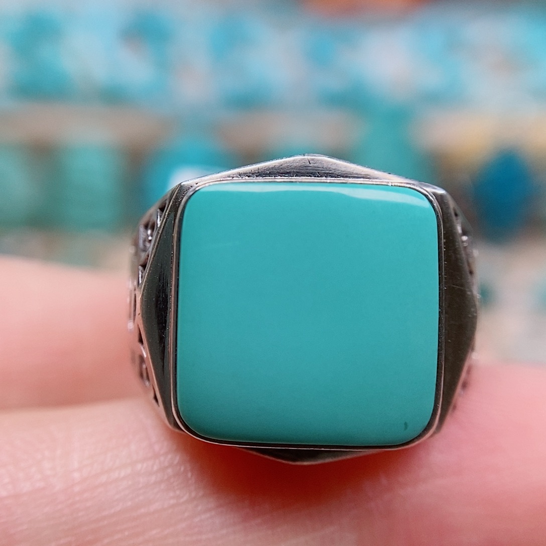 绿松石戒指银S925镶嵌