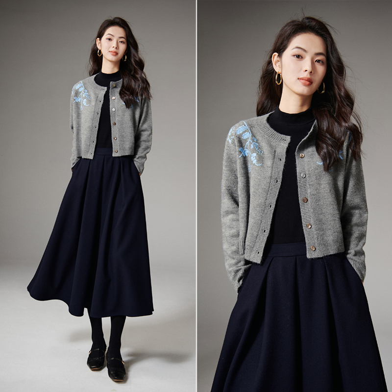 【新品】2025百搭上衣圆领短针织开衫女25062880