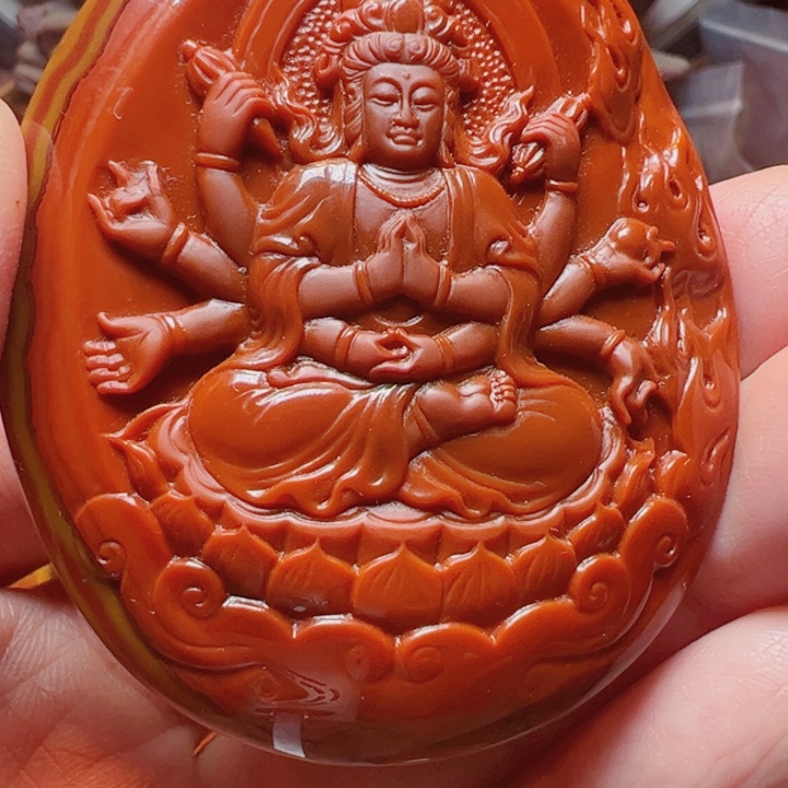 清***和玛瑙/玉髓未镶嵌战国红