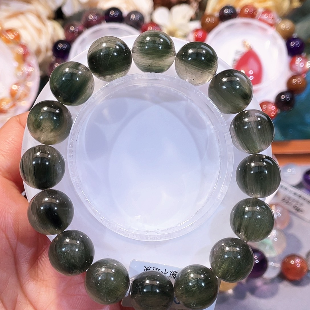 发晶未镶嵌手链超漏、绿发晶、13+