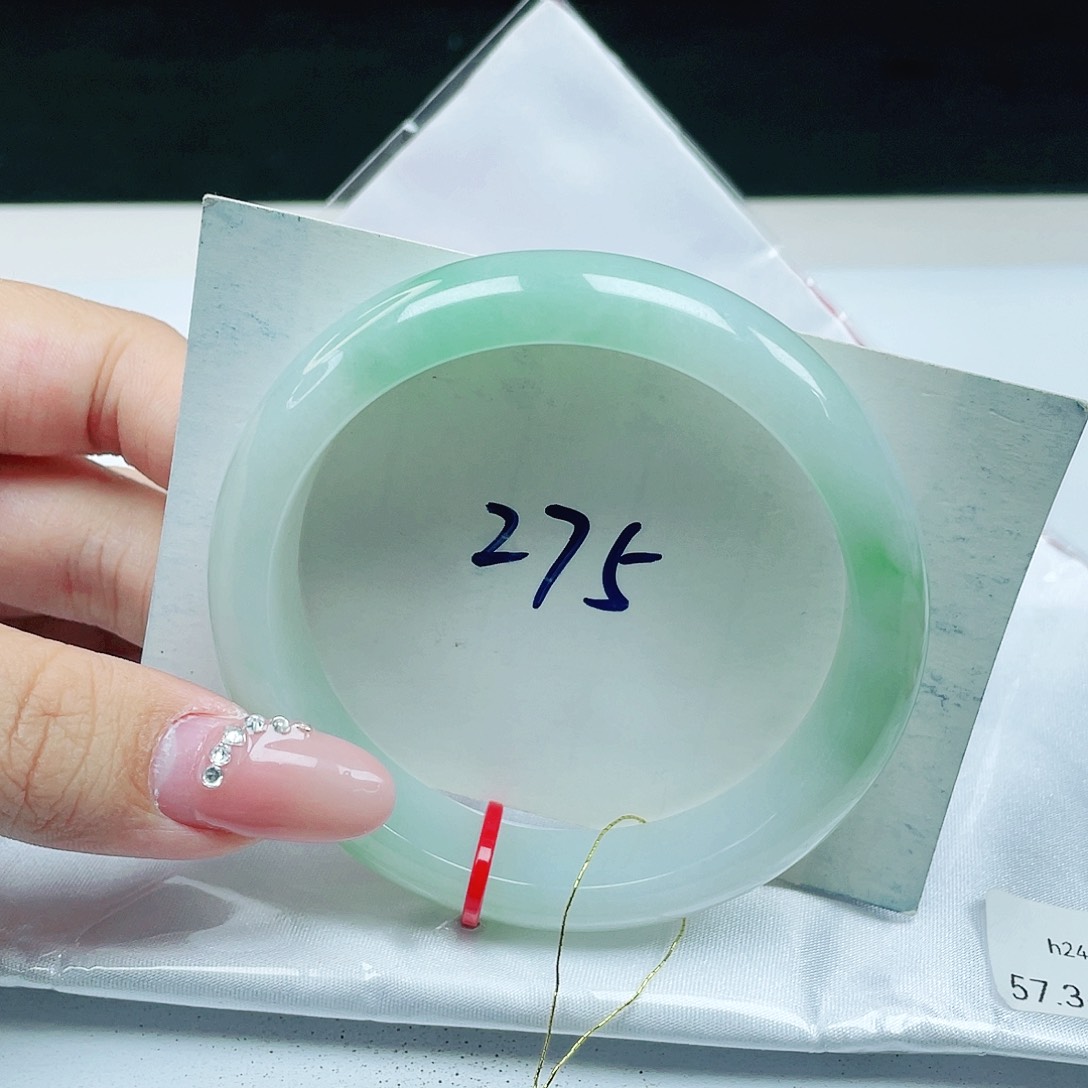 翡翠未镶嵌手镯正圈57+