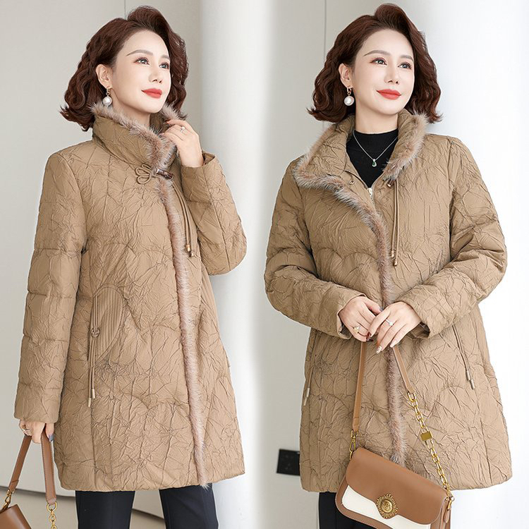 洋气妈妈冬季中长款加厚立领宽松棉服棉袄中老年女装1868-1