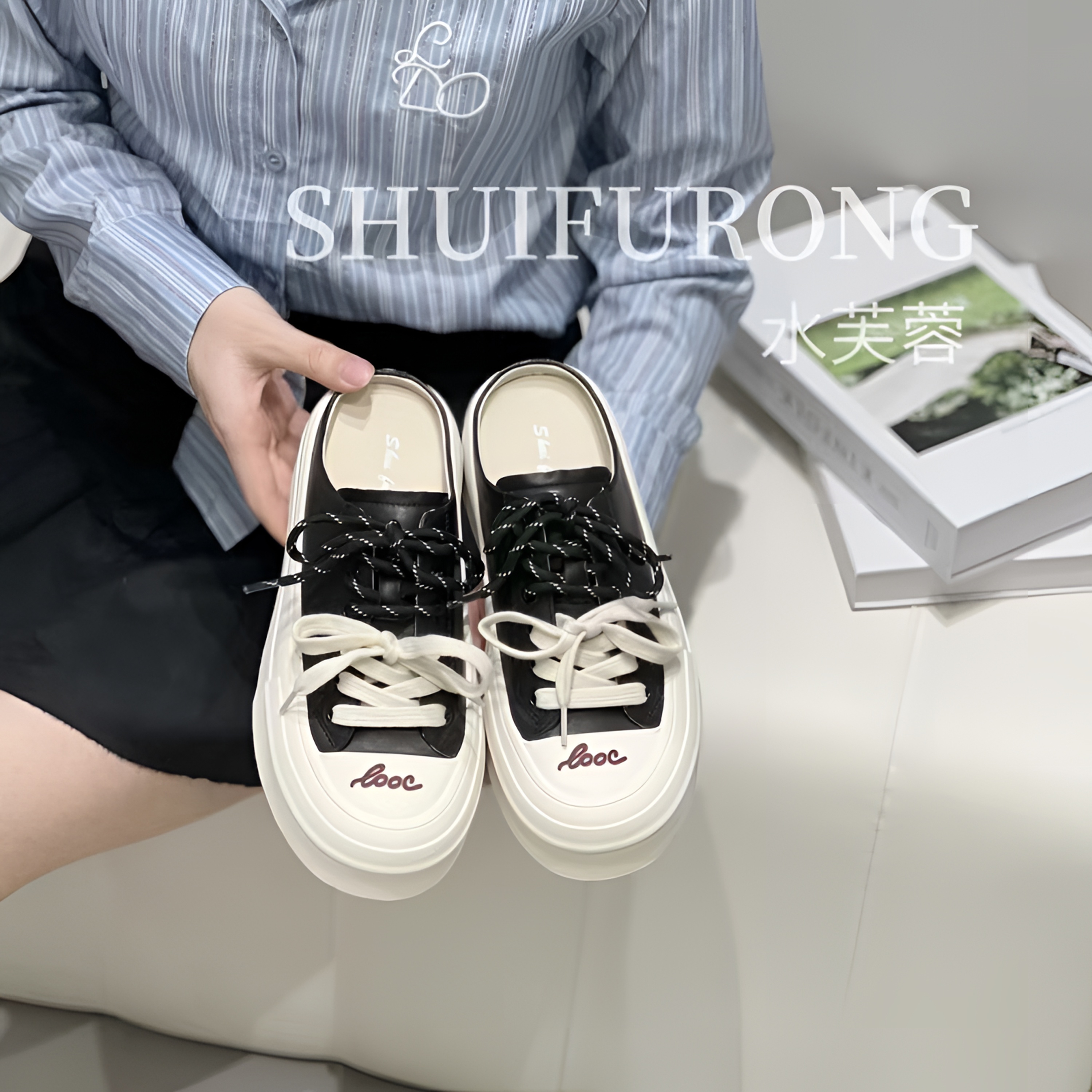【水芙蓉】2025新款厚底休闲半拖巨巨巨舒服百搭显脚小