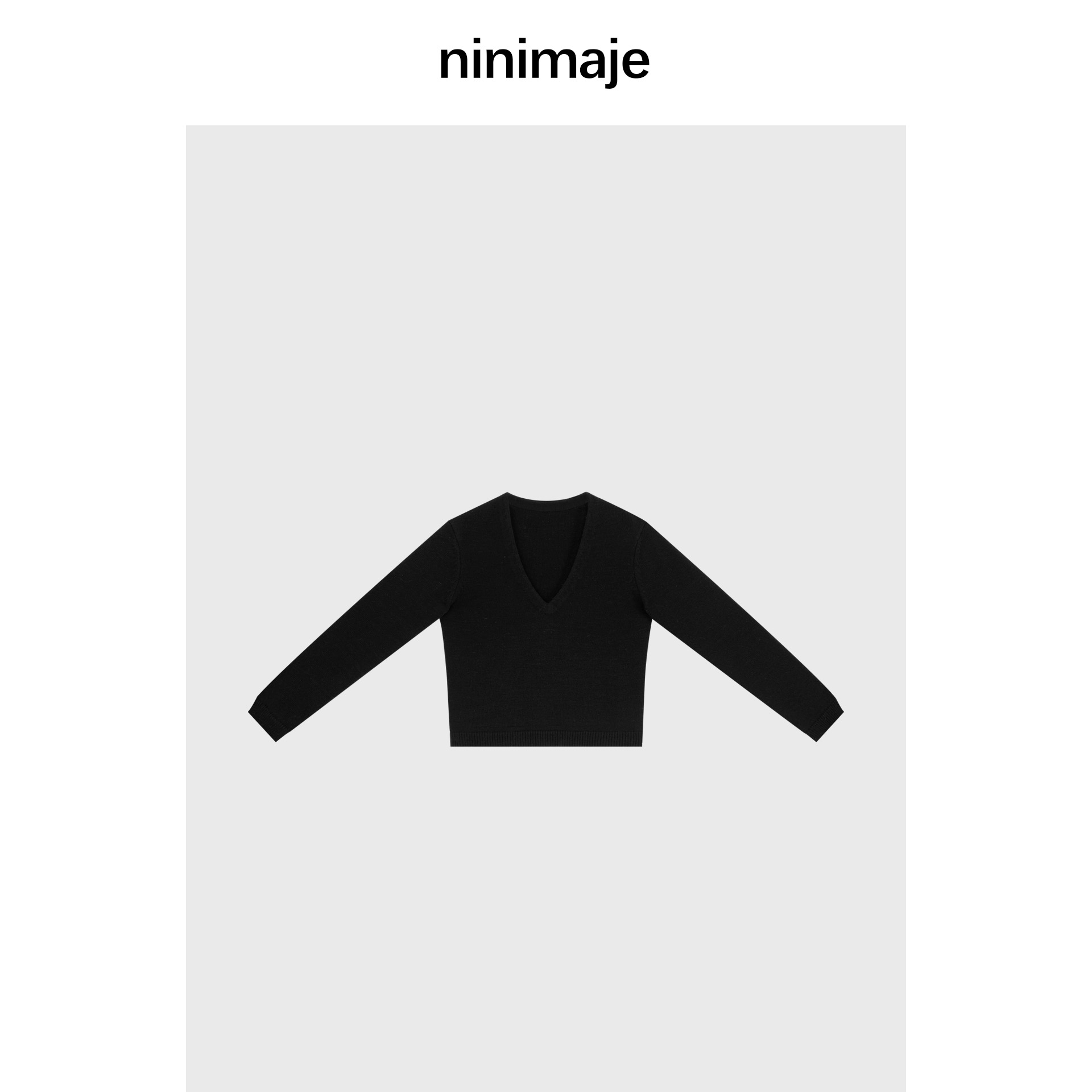 NanBeiBei 呼吸感细织V领人生毛衣 8029