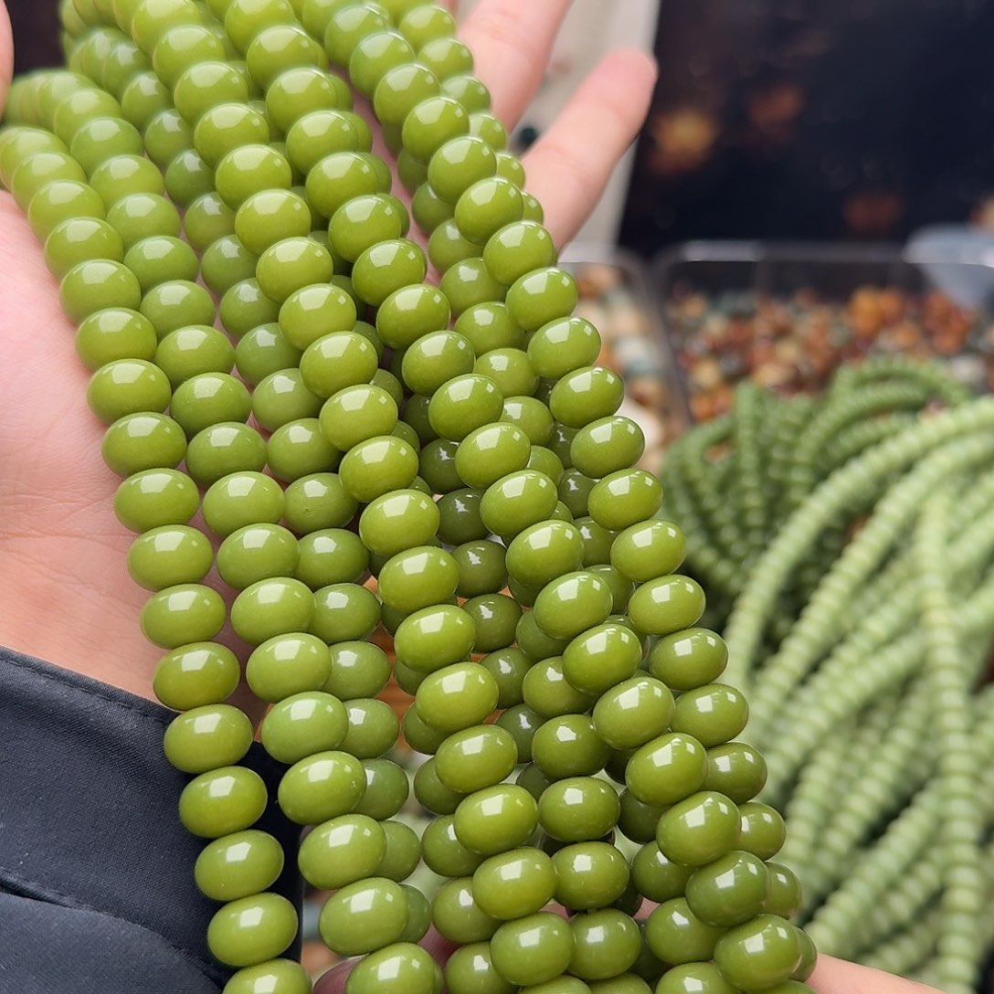 菩提根/象牙果吊坠114 颗青玉算盘 11