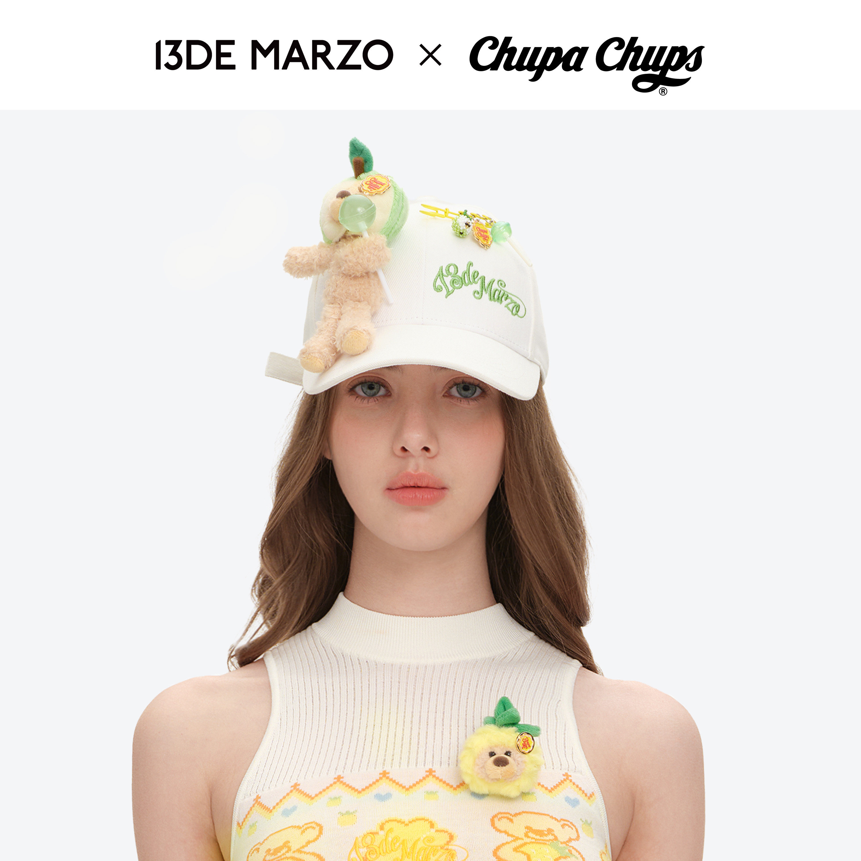 13DE MARZO x 珍宝珠联名系列2026春夏新款糖果别针百搭球帽子