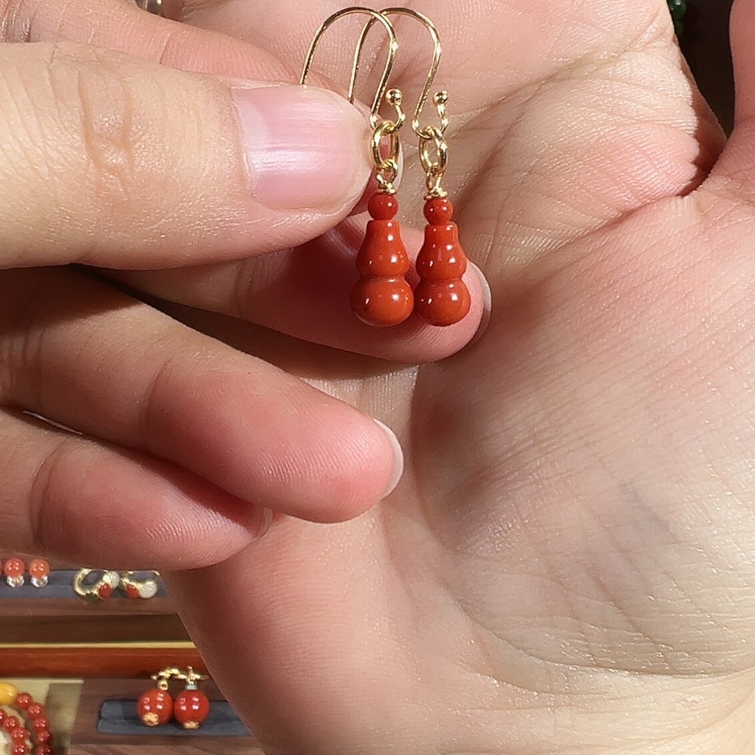 南红玛瑙耳饰银S925镶嵌