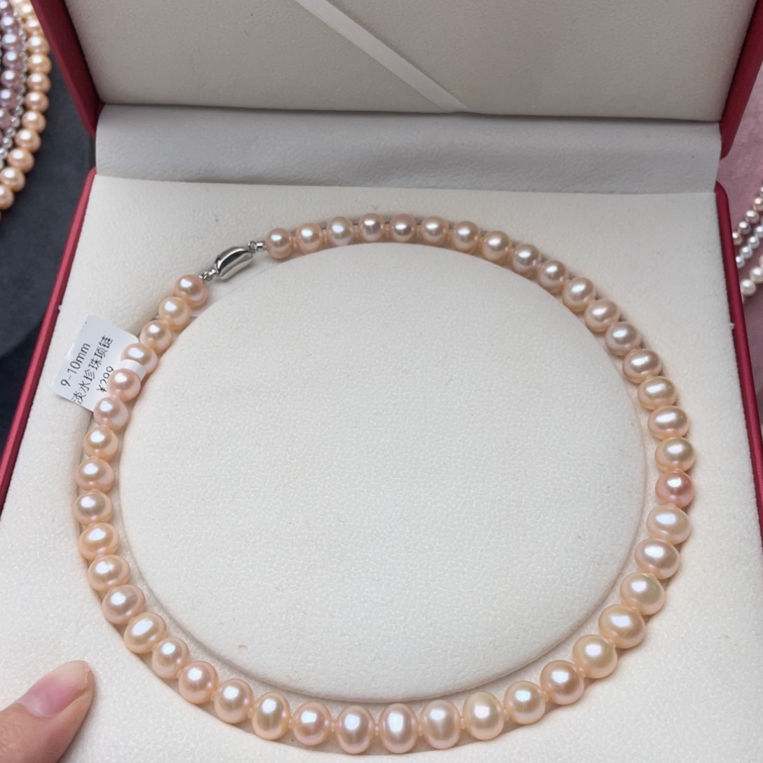 淡水珍珠银S925镶嵌颈饰9-10