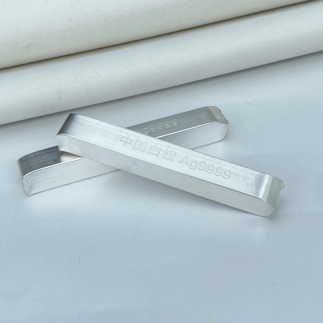 足银银制品 足银100g银条  足银999.9定做纯手工银色实心