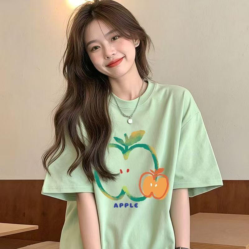 【801-900】纯棉T恤休闲百搭夏季半袖简约宽松纯色白色情侣复古潮流