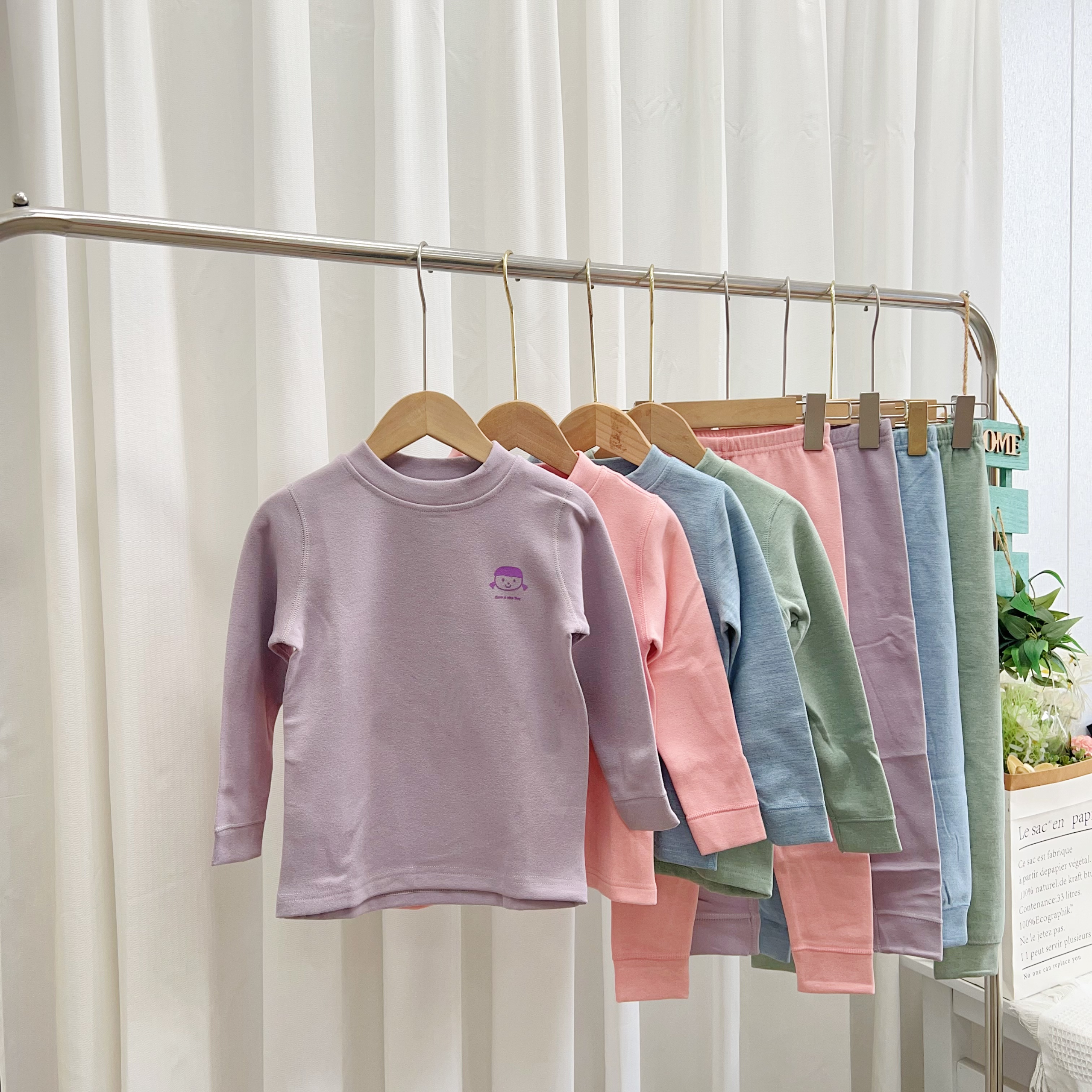 A类！儿童冬季中领发热保暖秋衣裤套装136