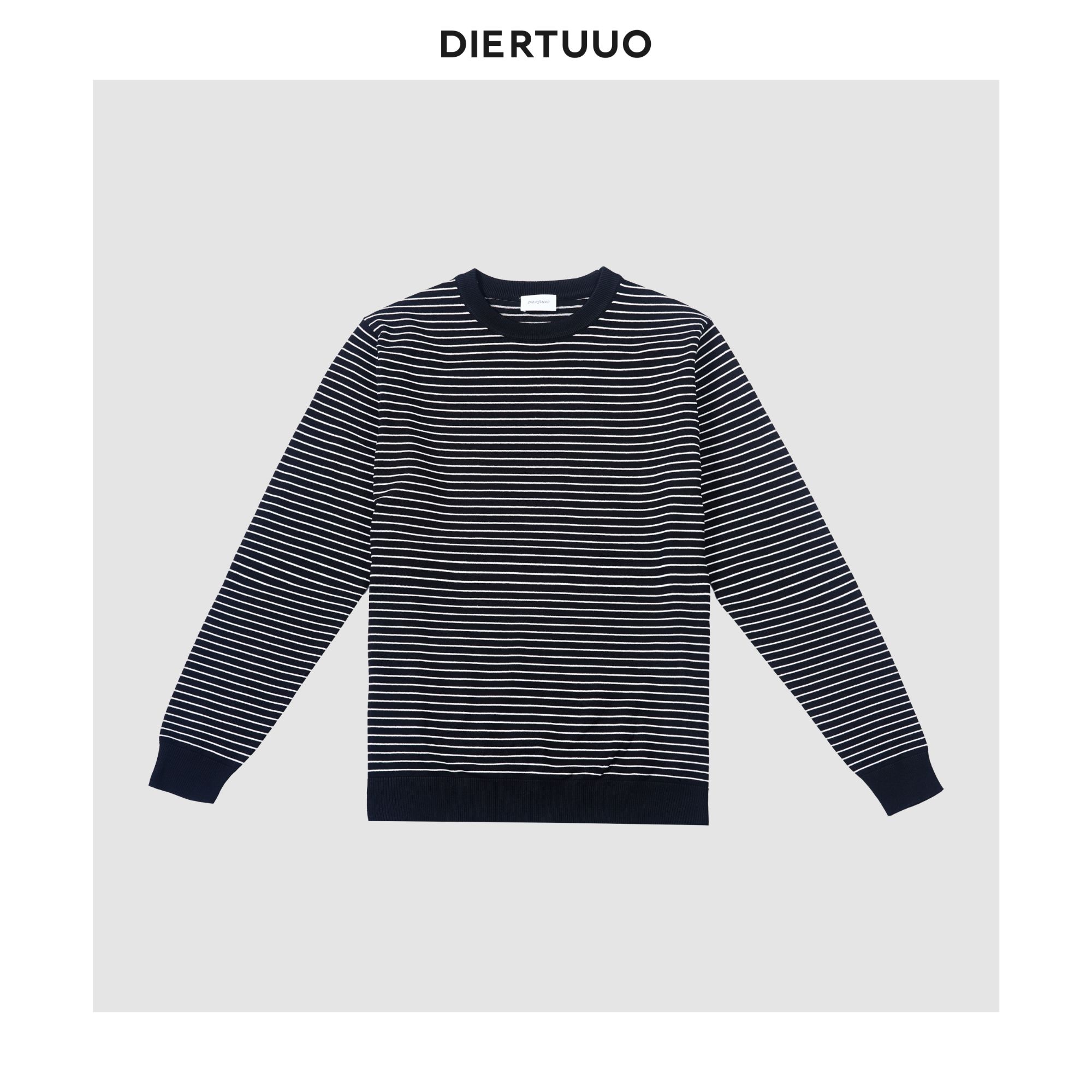 DIERTUUO迪途-A001男士条纹经典时尚休闲舒适百搭针织毛衣长袖