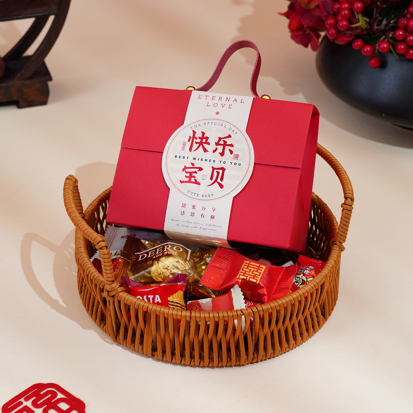 中号S宝宝宴喜糖新款含糖儿童满月百天回礼桌糖平板发货生日糖果