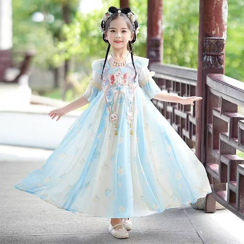 蓝色猫咪福利款2025新款儿童汉服