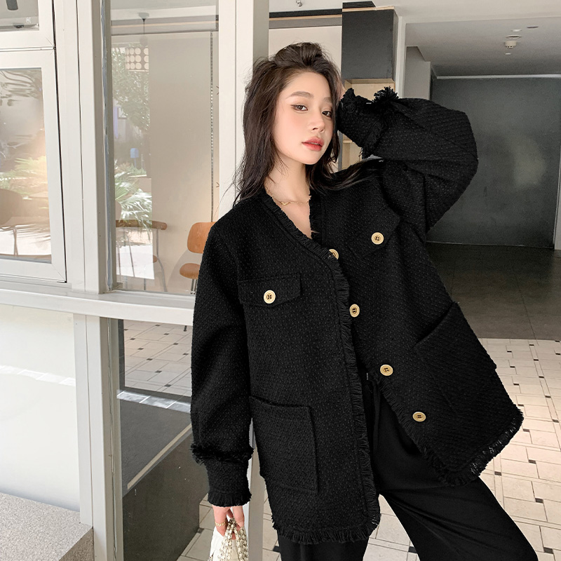 【羊毛小香】2025春秋新款小香外套200斤加肥加大胖mm显瘦气质高级