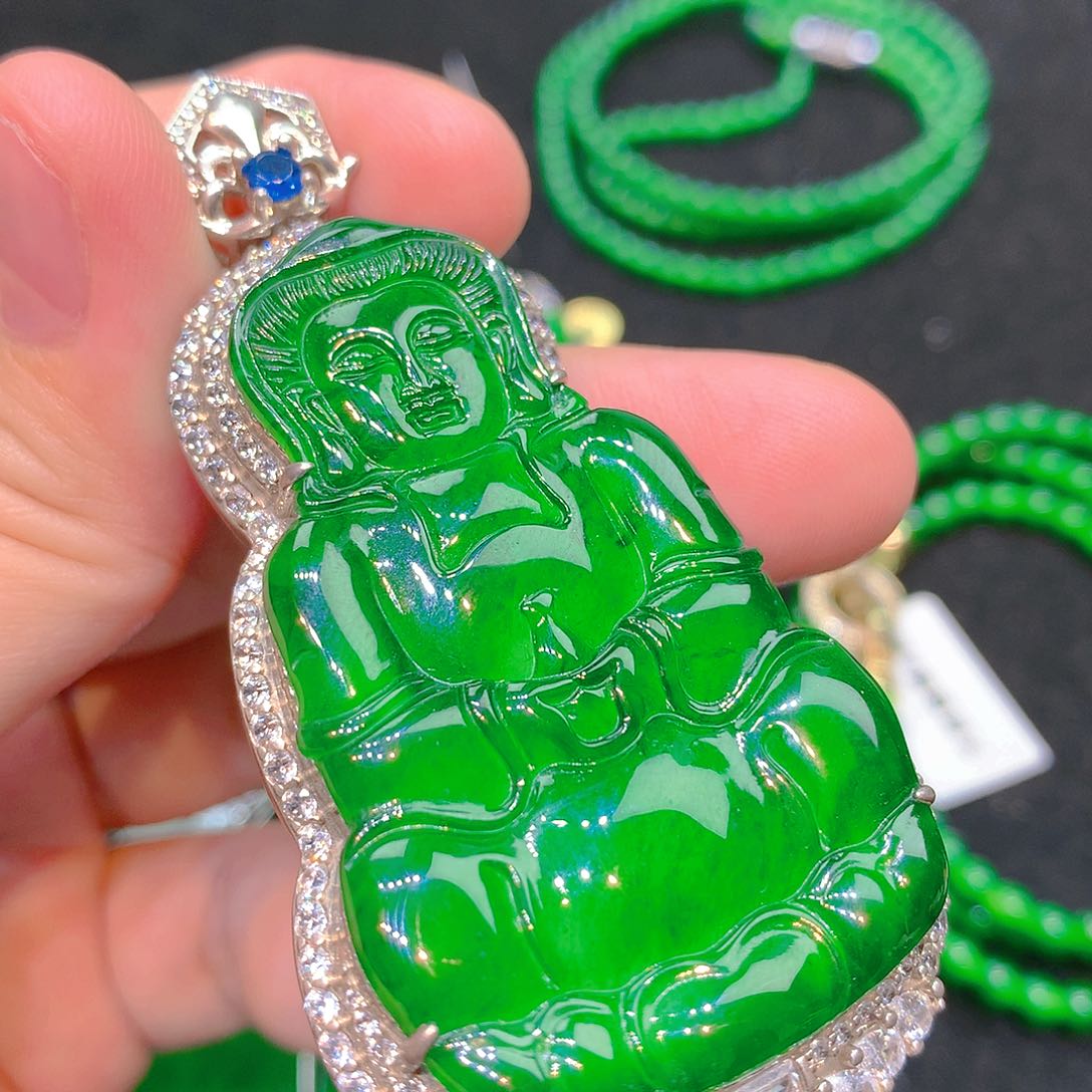 吊坠(不含链)银S925镶嵌翡翠翡翠