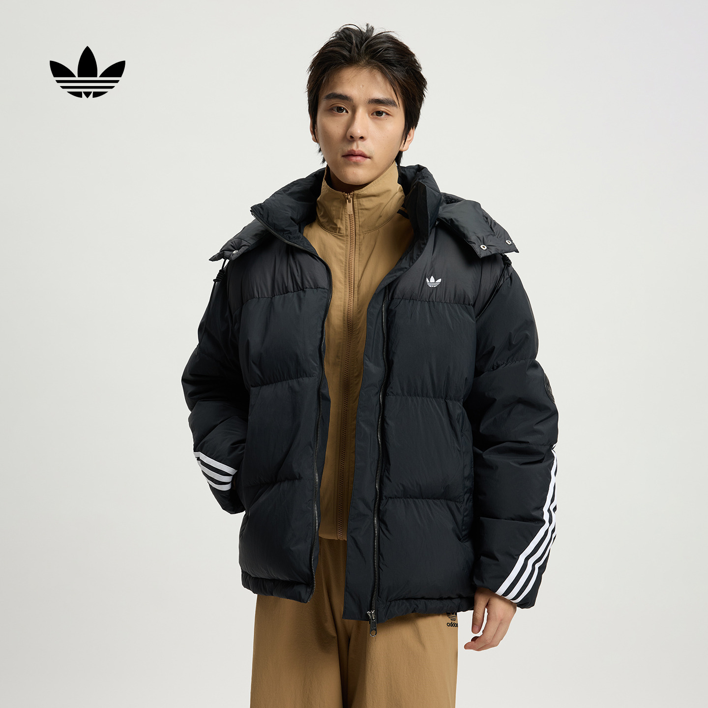 adidas/阿迪达斯三叶草暖「芯」科技保暖鸭绒连帽面包服男 KC0173