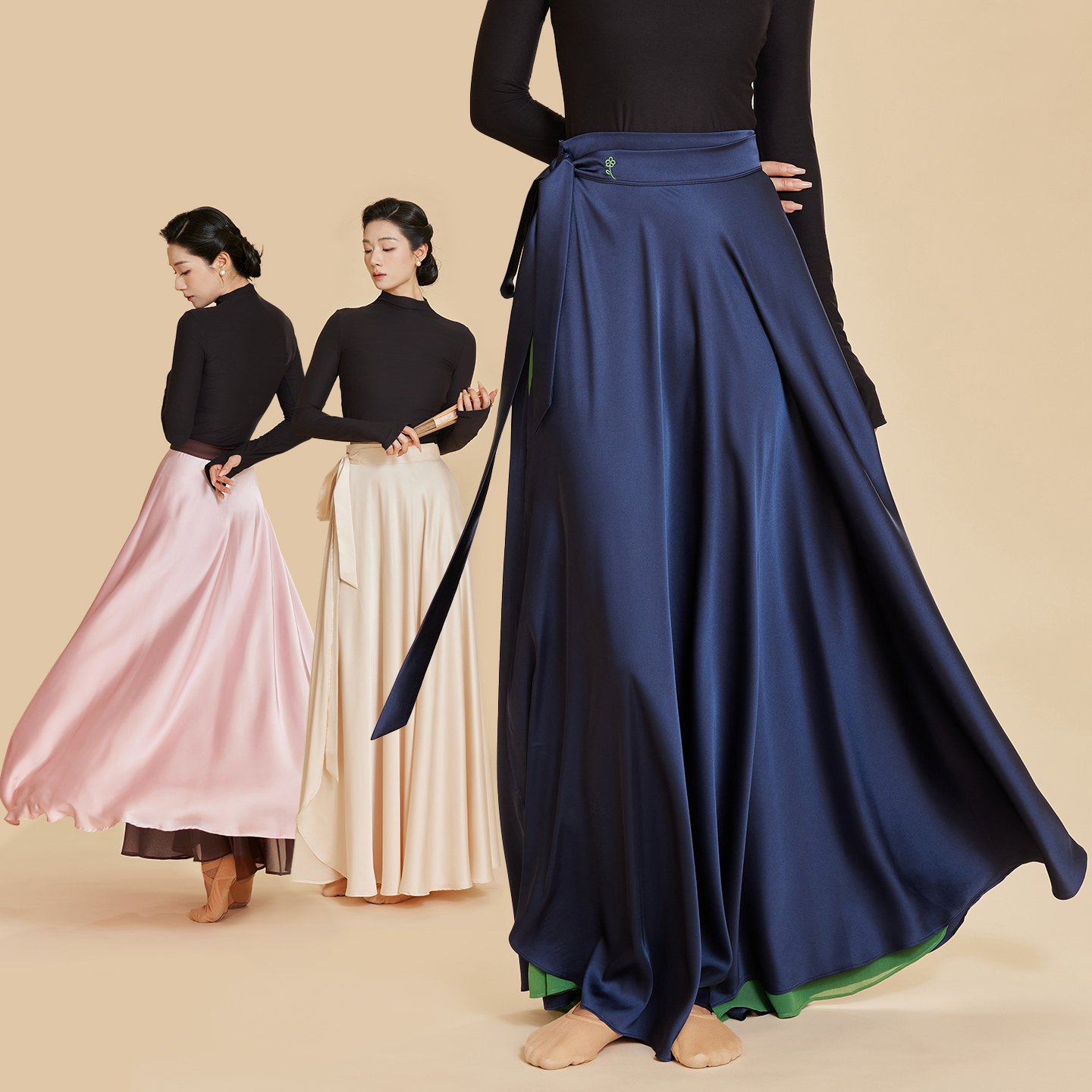 诗意花朵古典风舞蹈裙夜巡醉瑶台双面裙国风舞裙双面穿一片式长裙