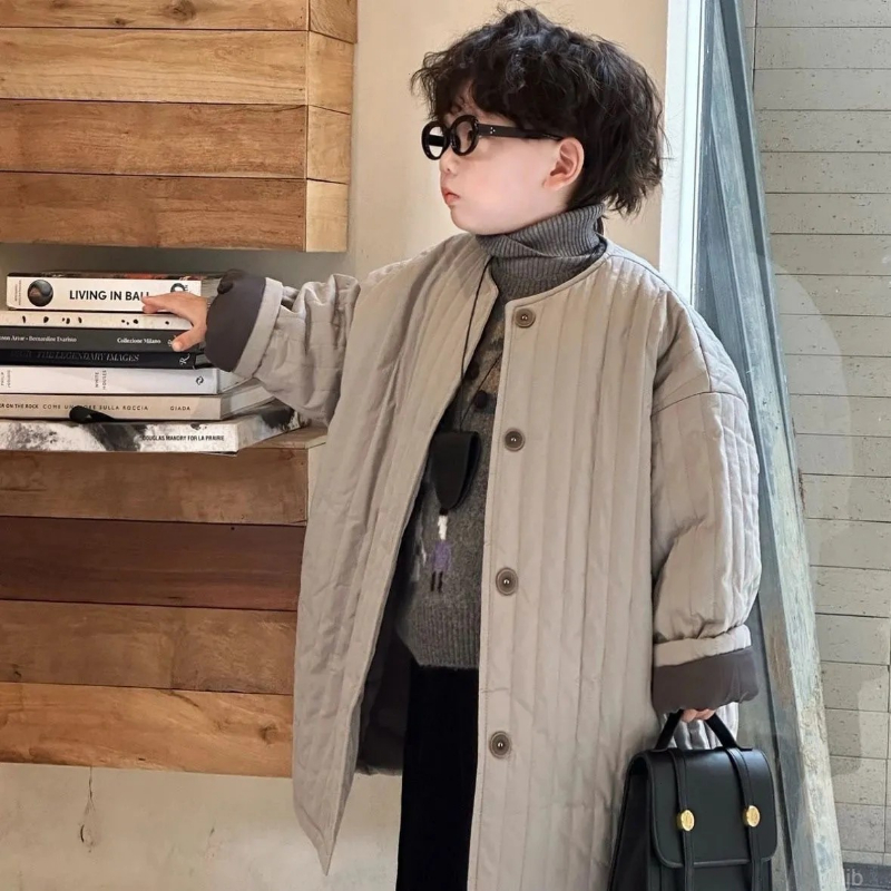 儿童棉服过冬加绒裤子新款四件套复古马甲潮毛衣套装男童冬季