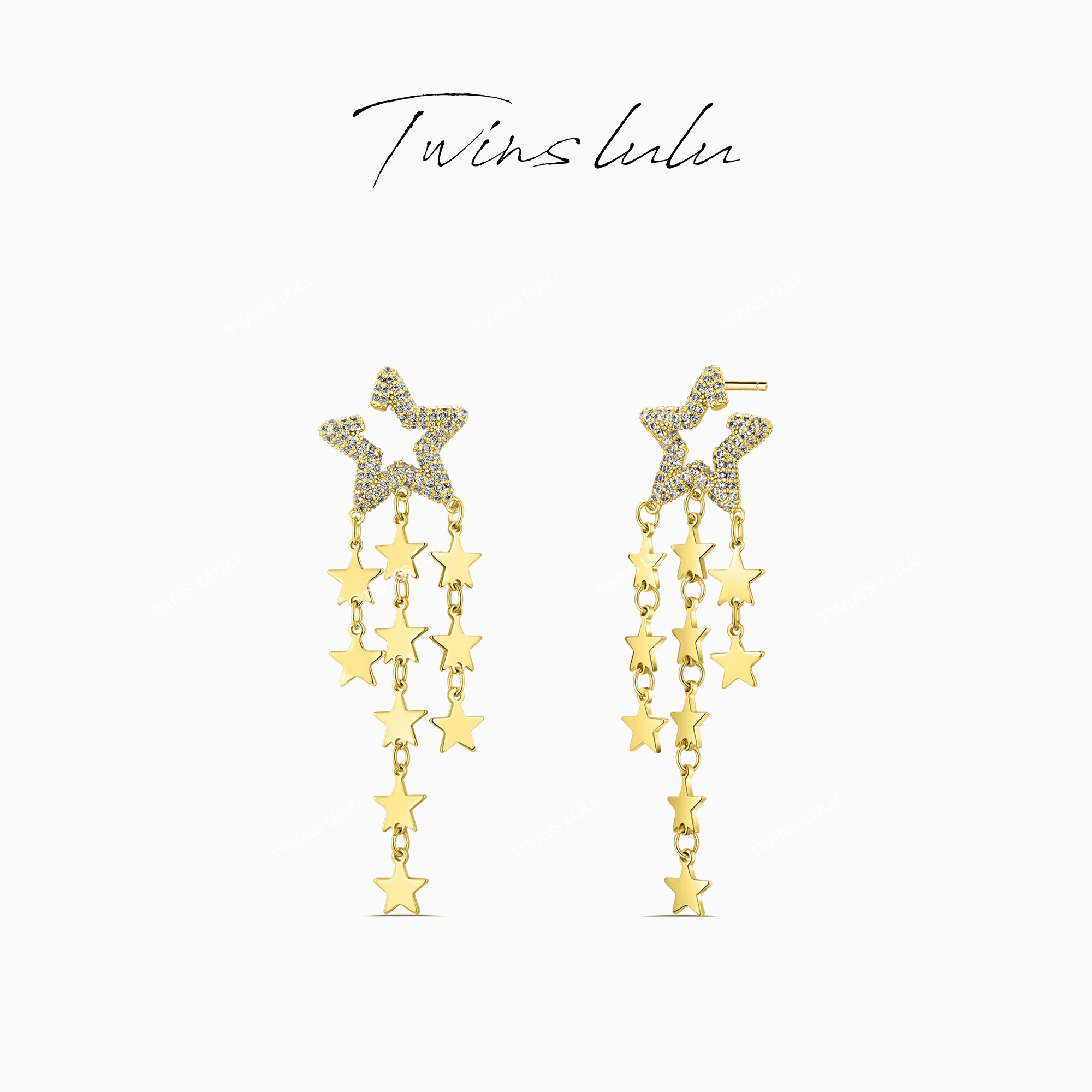 TWINS LULU 流光风 时尚轻奢气质复古流苏星星耳环秋上新TSL1777
