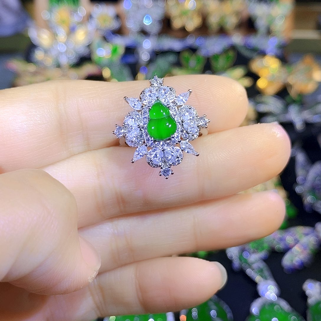 吊坠(不含链)银S925镶嵌翡翠