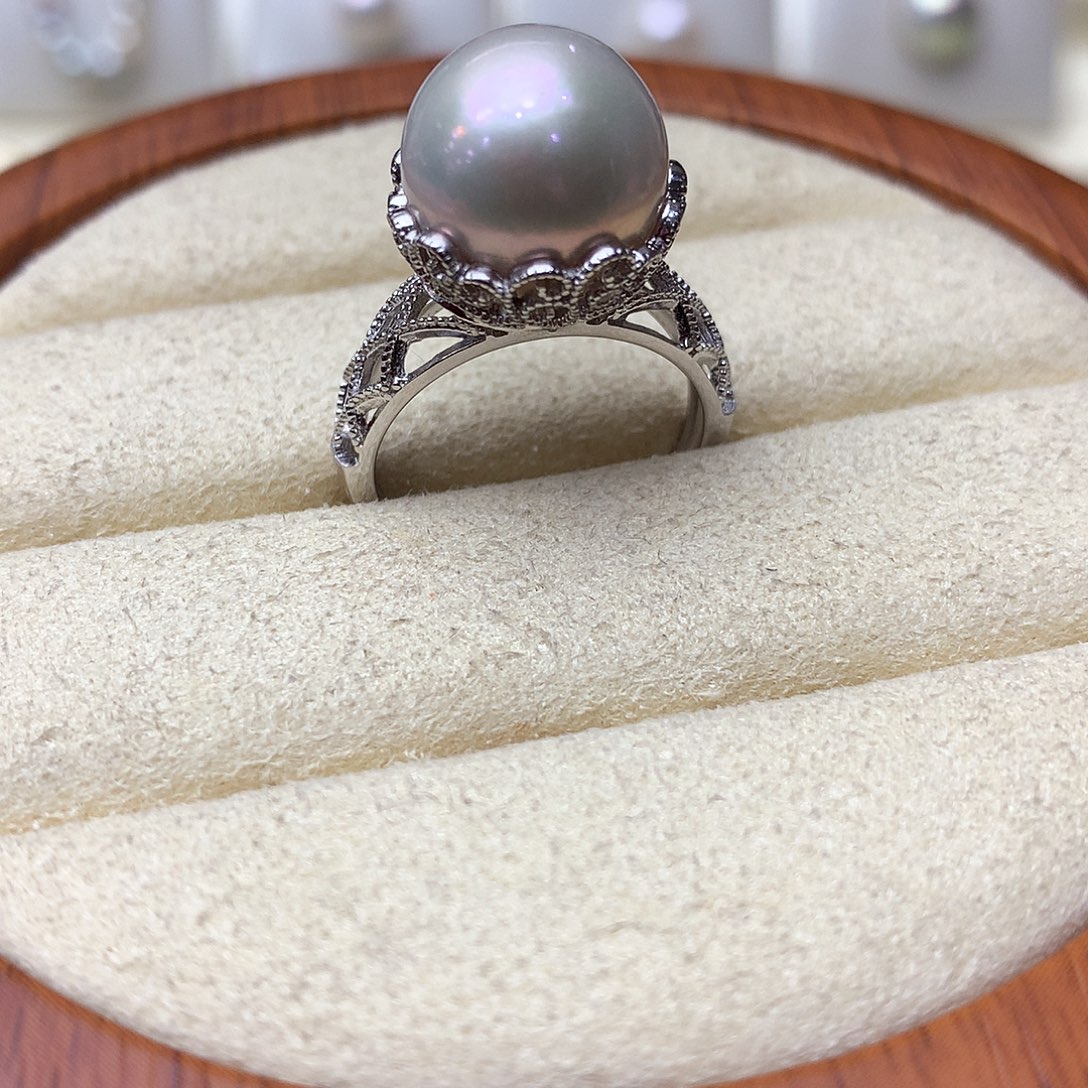 戒指银S925镶嵌淡水珍珠