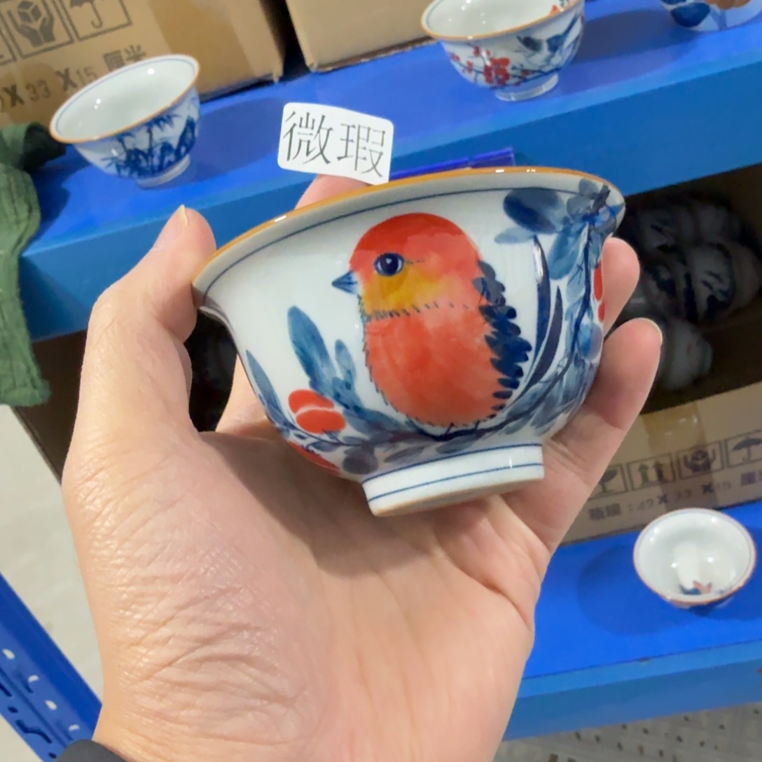 釉下手绘茶具微瑕