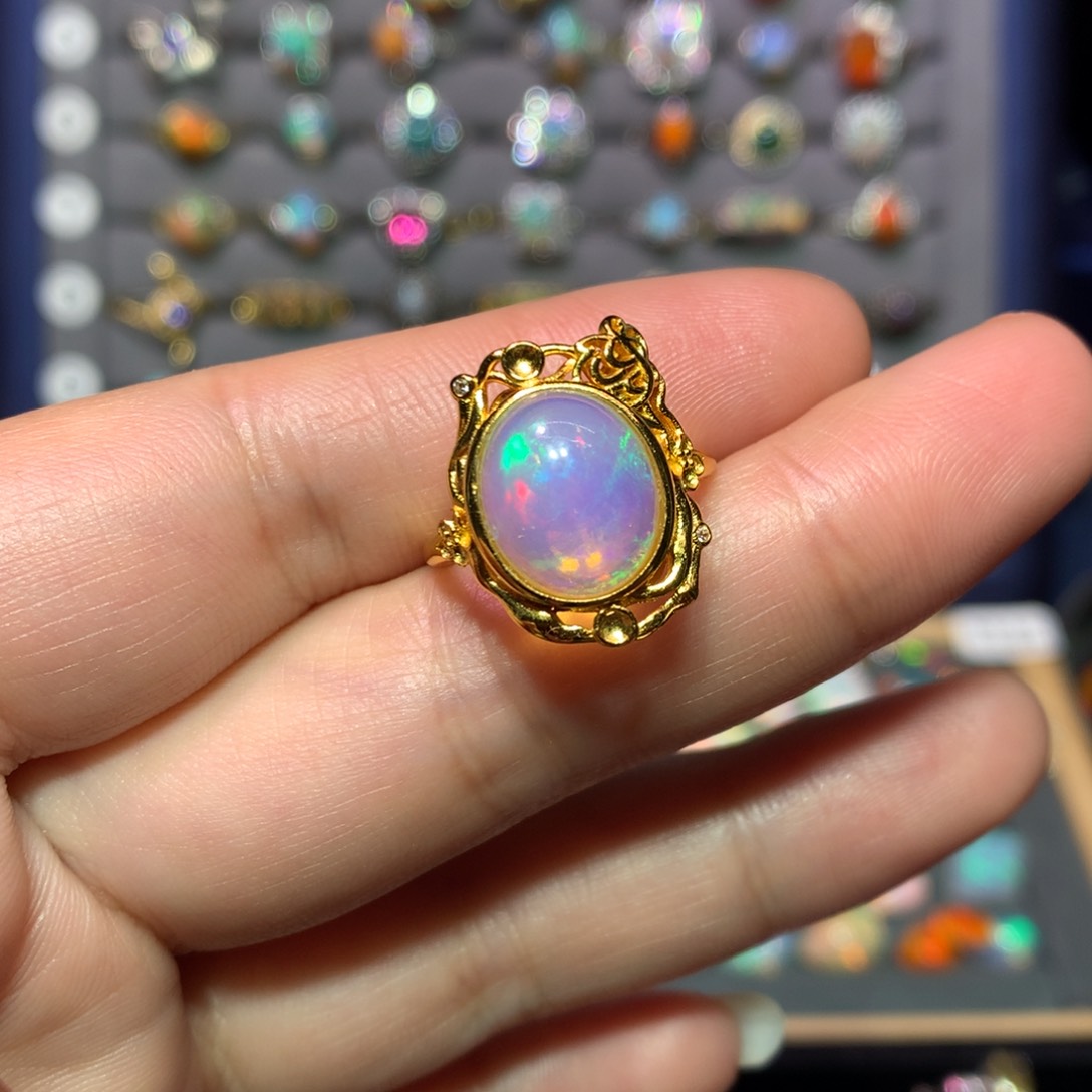 欧泊戒指款式银S925镶嵌