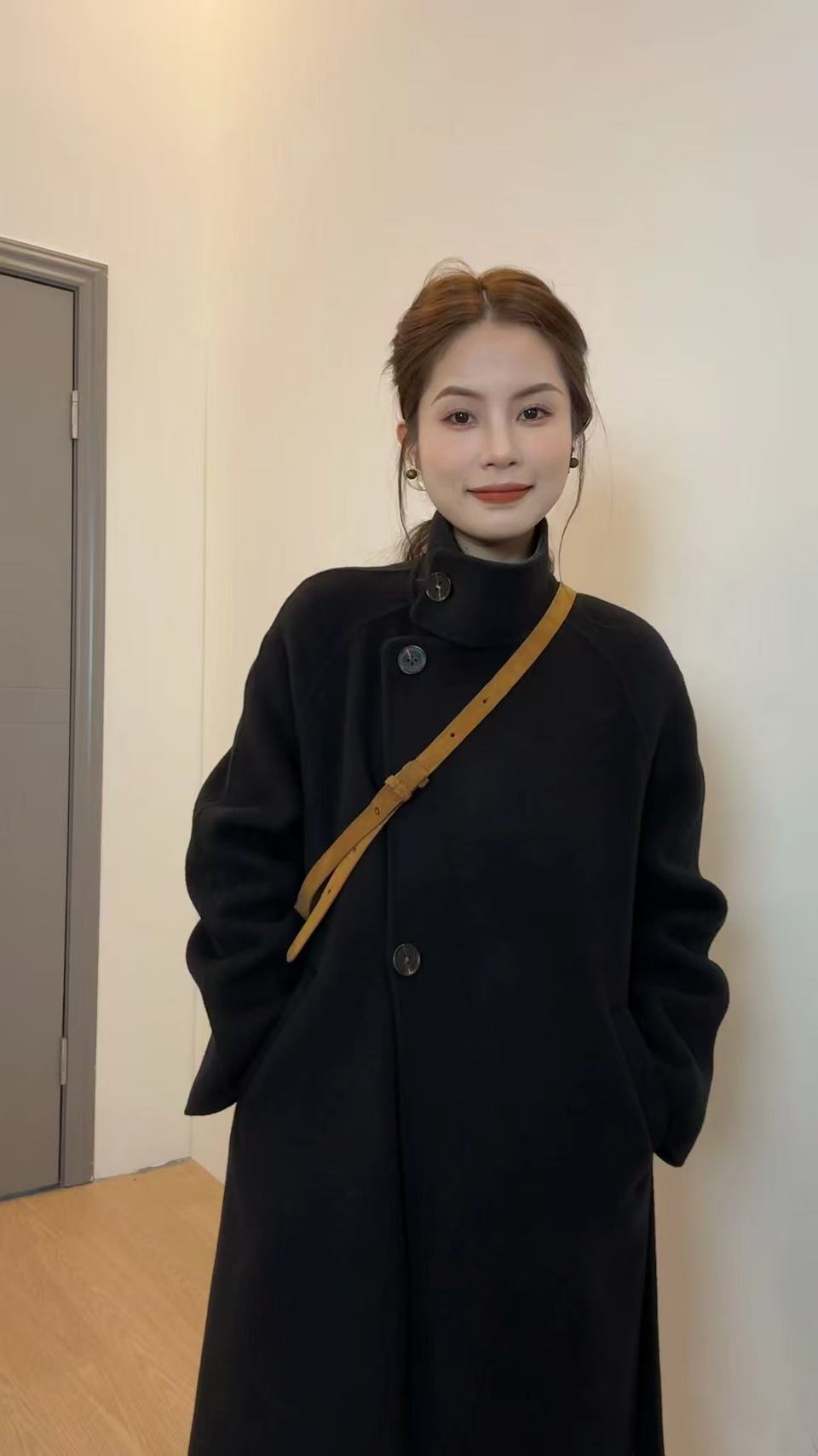 小个子定制赫本风双面羊毛大衣立领韩系高级感超好看毛呢外套