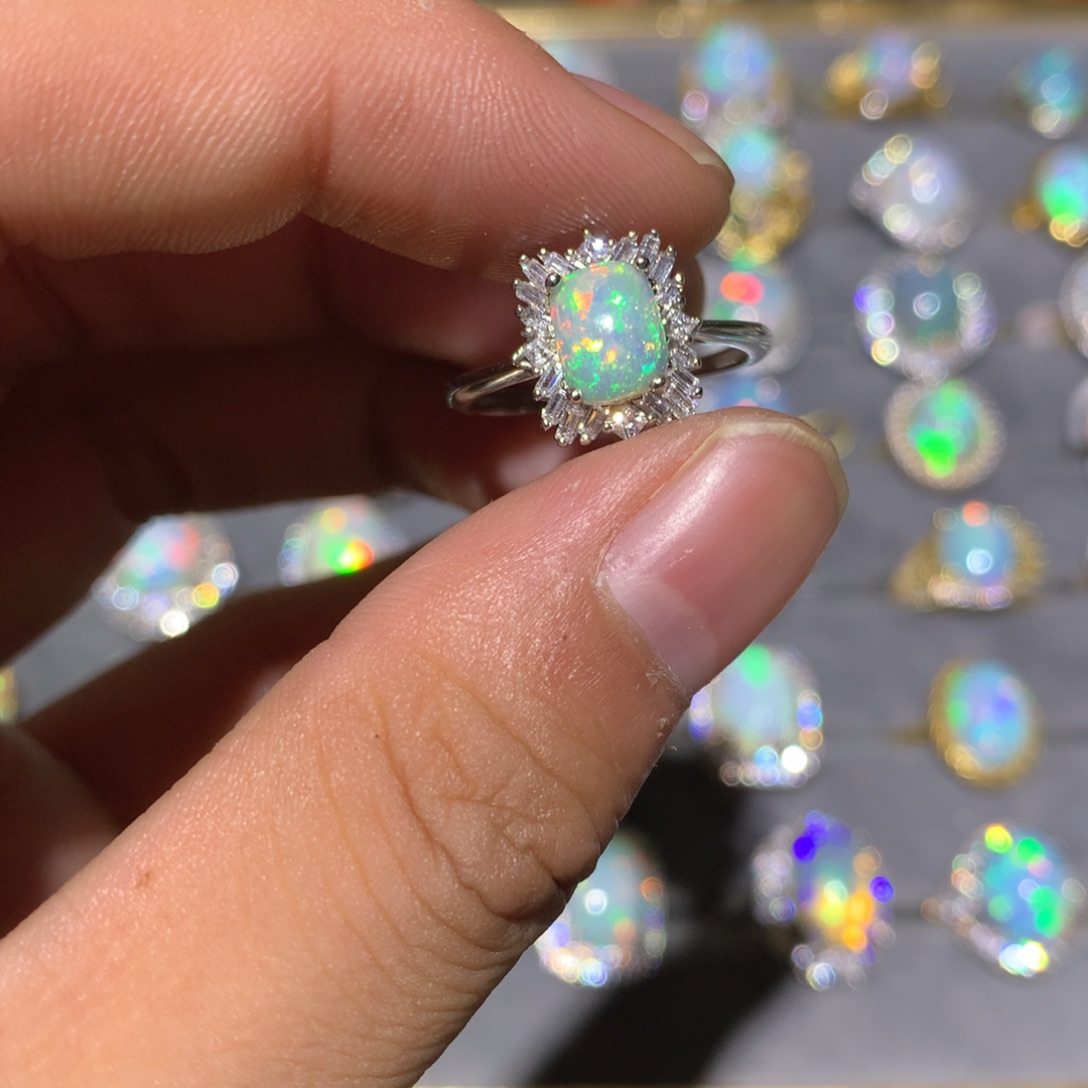 欧泊银S925镶嵌欧泊戒指