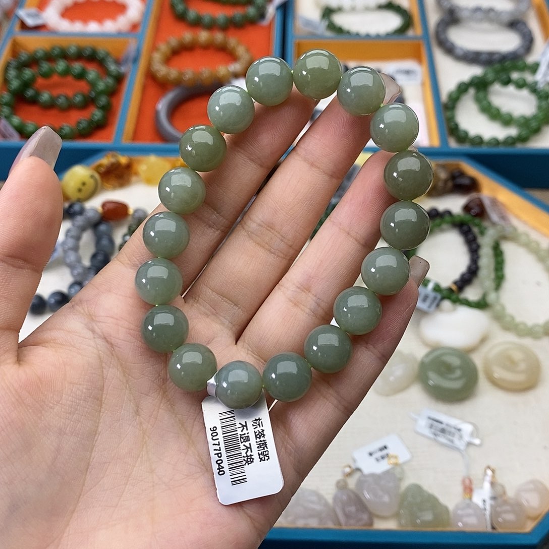 和田玉未镶嵌手链w12且末蓝11mm