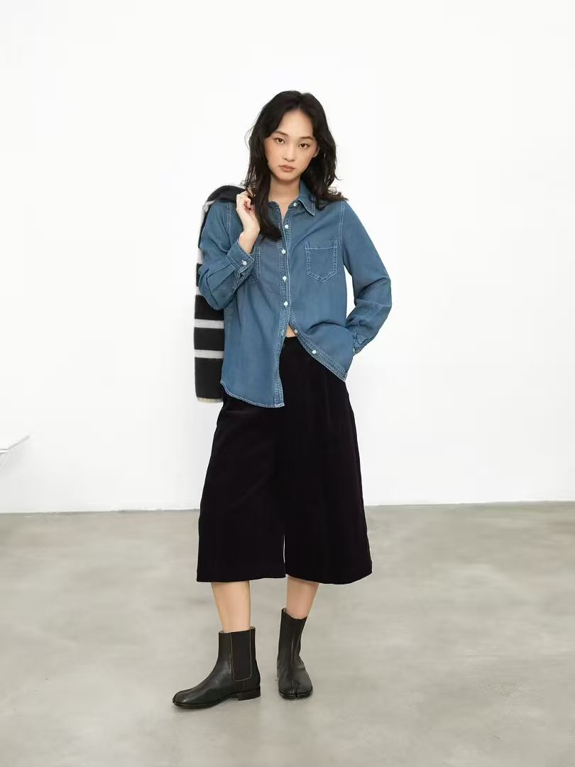 王姐专属--2025秋季原创设计师款韩系复古牛仔衬衫【R-6947】