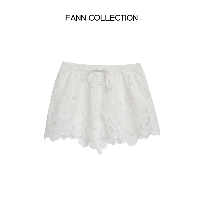 饭饭FANN COLLECTION 云淡 设计感立体镂空百搭蕾丝短裤FANNB051