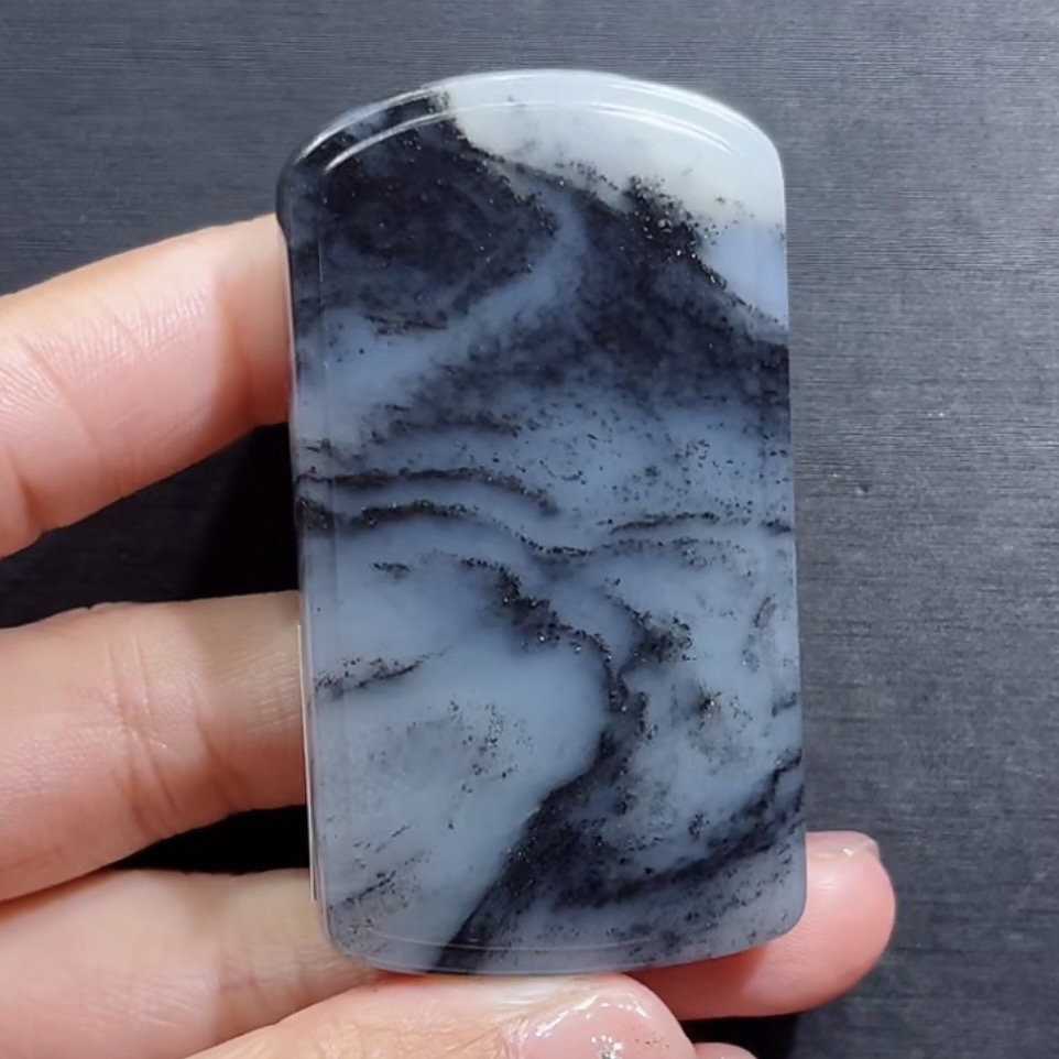 新疆和田玉青花籽无事牌吊坠