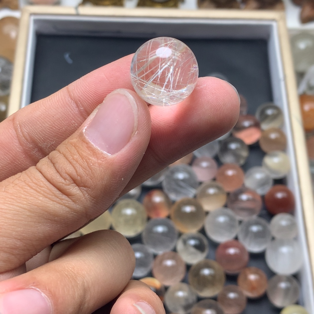 落***L未镶嵌珠宝半成品水晶兔毛球