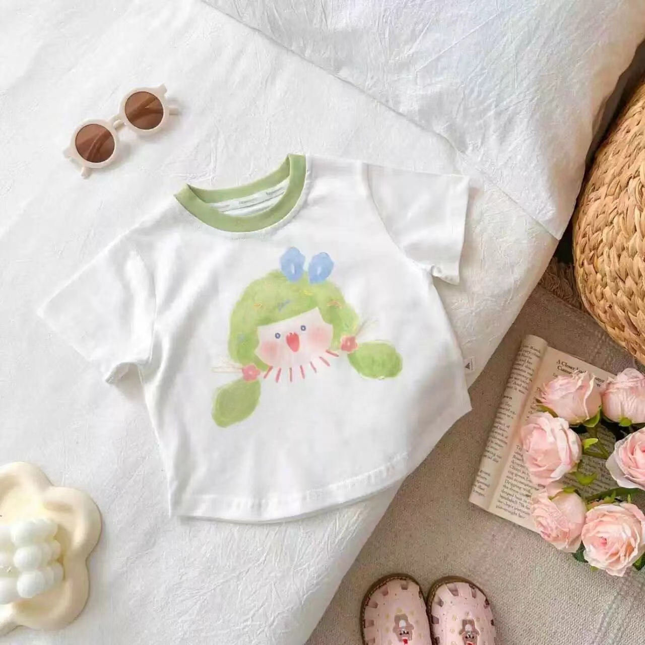 儿童2025夏季新款拼色卡通短袖B1944