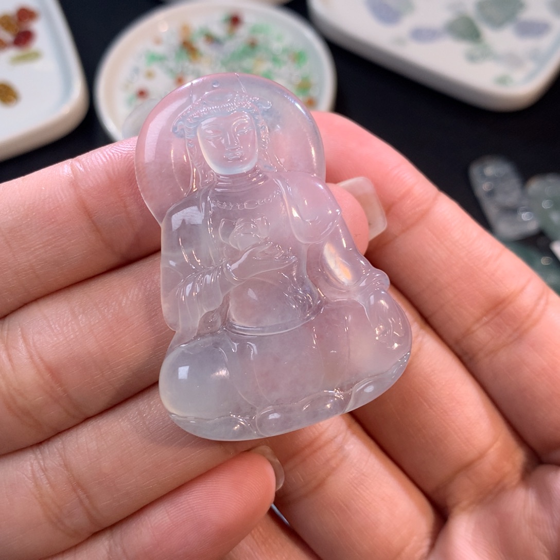 翡翠裸石未镶嵌冰种大观音