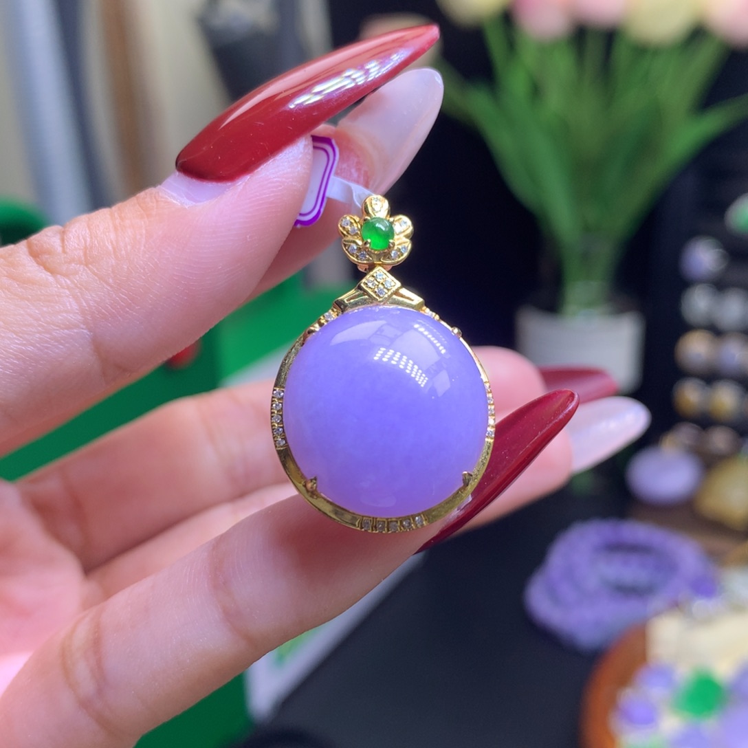 翡翠颈饰18K金镶嵌天然