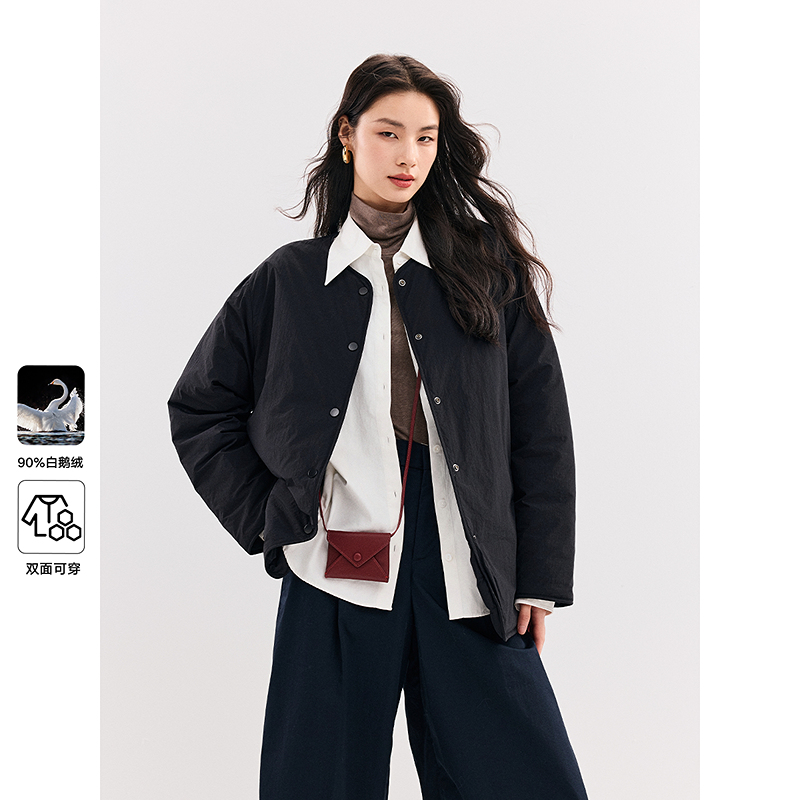 初棉反季清仓【双面穿白鹅绒】轻盈蓬松 羽绒服356615008