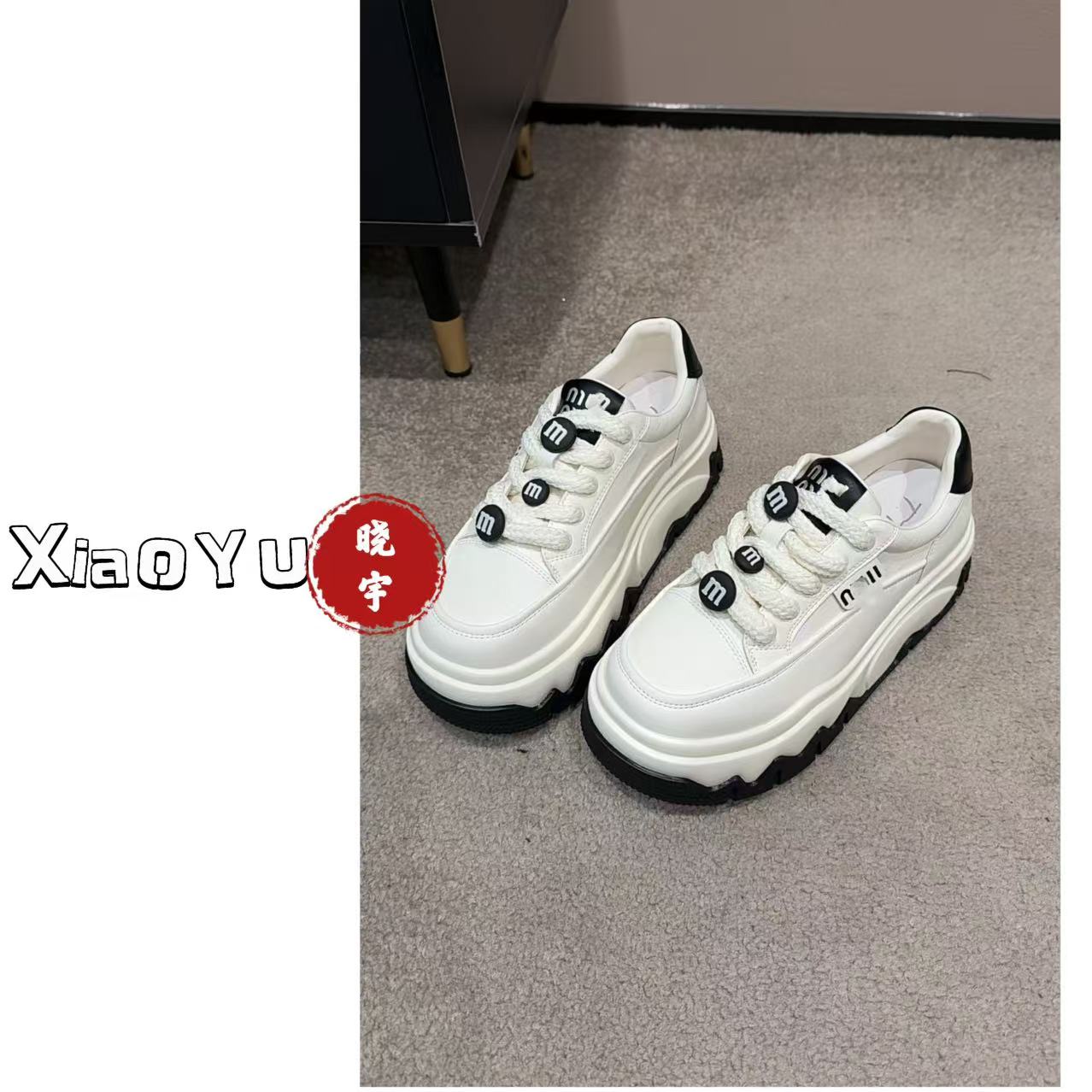 【NO退换】瑕疵品样板 真皮【黑白拼波浪底板鞋】168-165