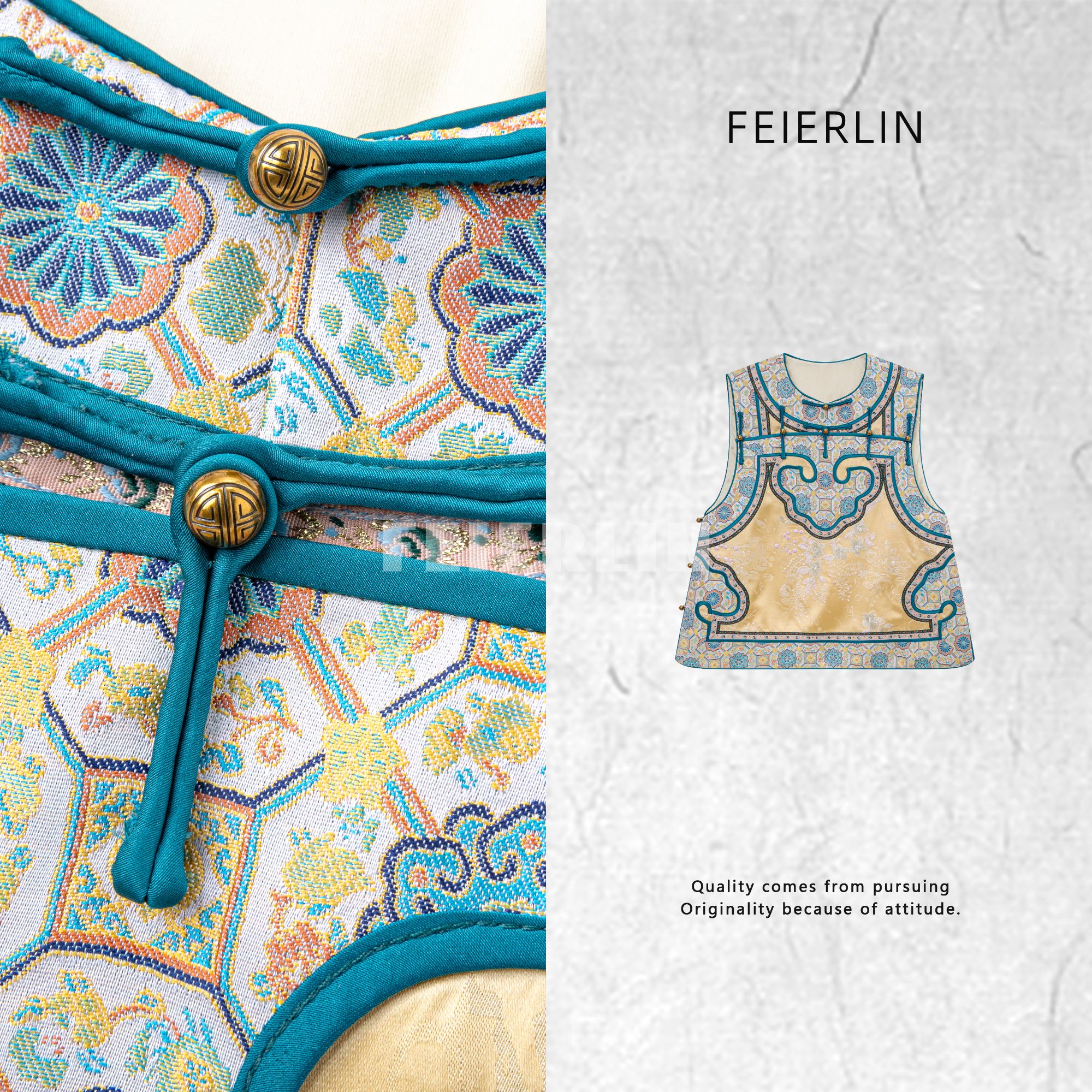 FEIERLIN- 2026深圳原创新中式女装桑蚕丝春款马甲90521