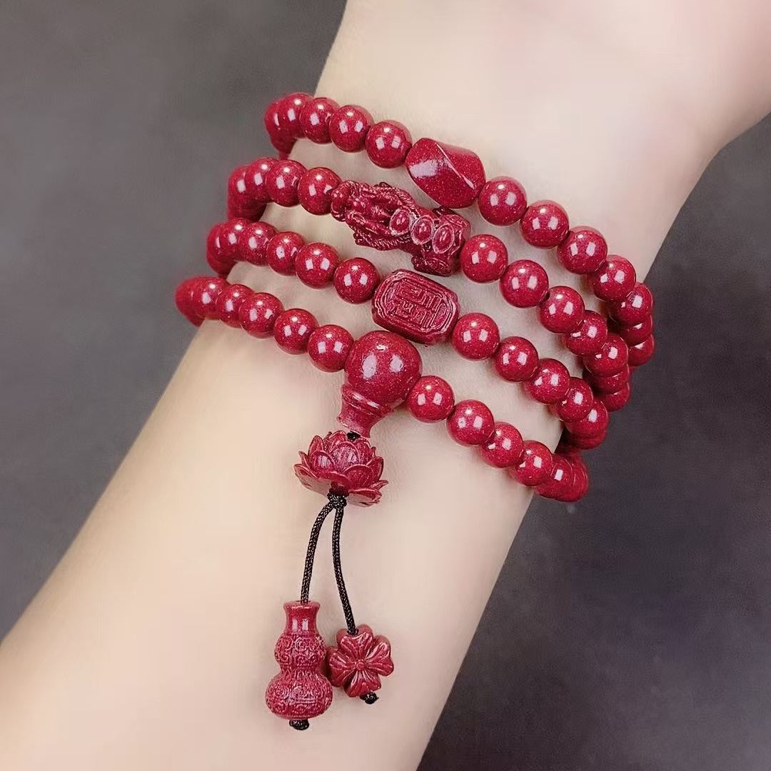 紫金砂手串貔貅莲花转运珠四圈