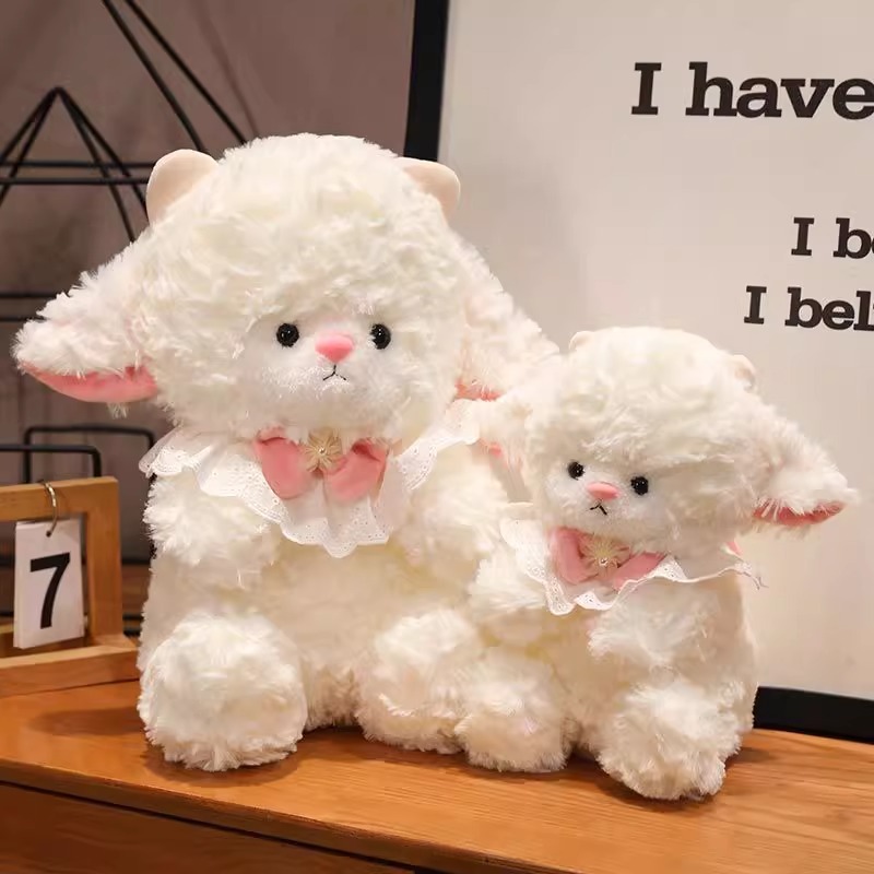 新款羊咩咩毛绒玩具公主羊玩偶呆萌生日帽小羊公仔情人节礼物批发