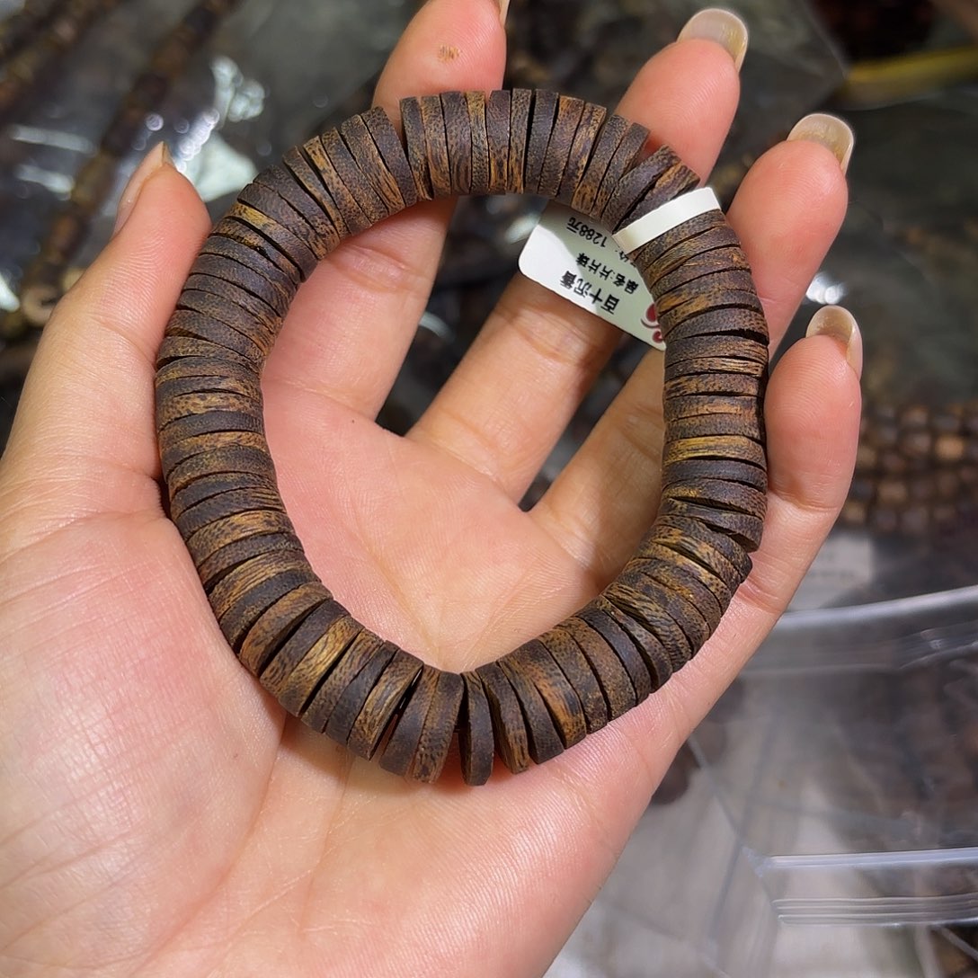 沉香手串奇楠沉香1.2沉水片片珠23克➕