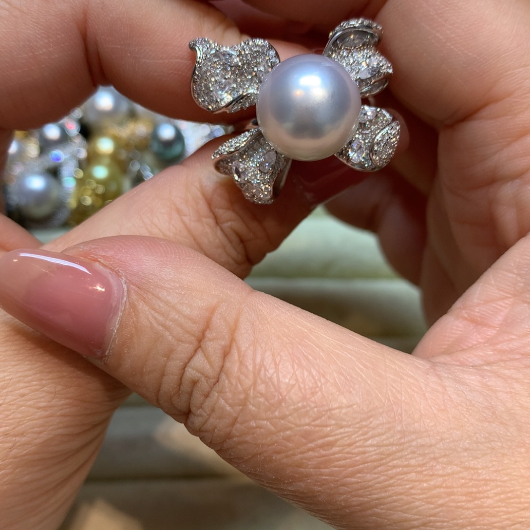 海水珍珠戒指银S925镶嵌