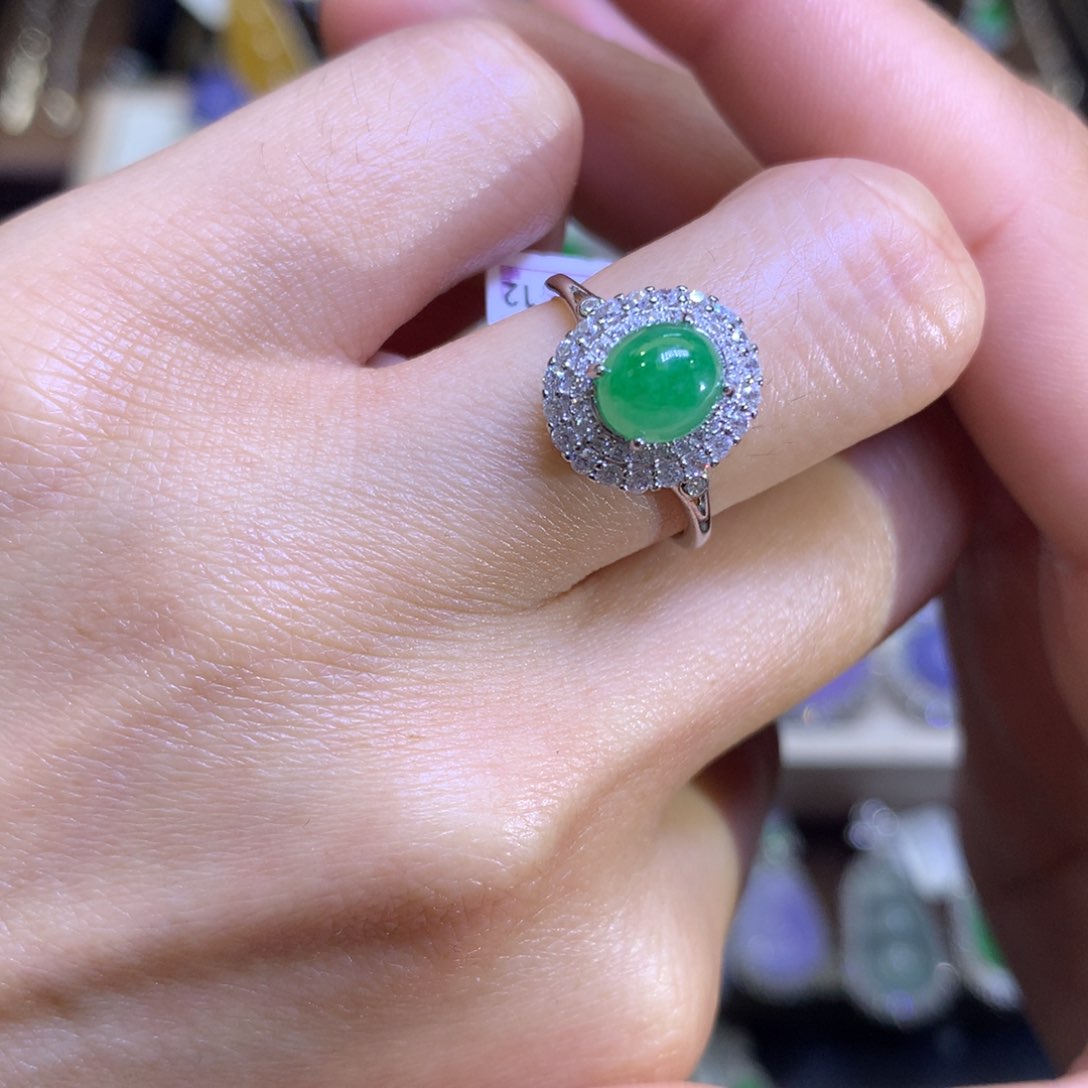 翡翠挂件银S925镶嵌翡翠