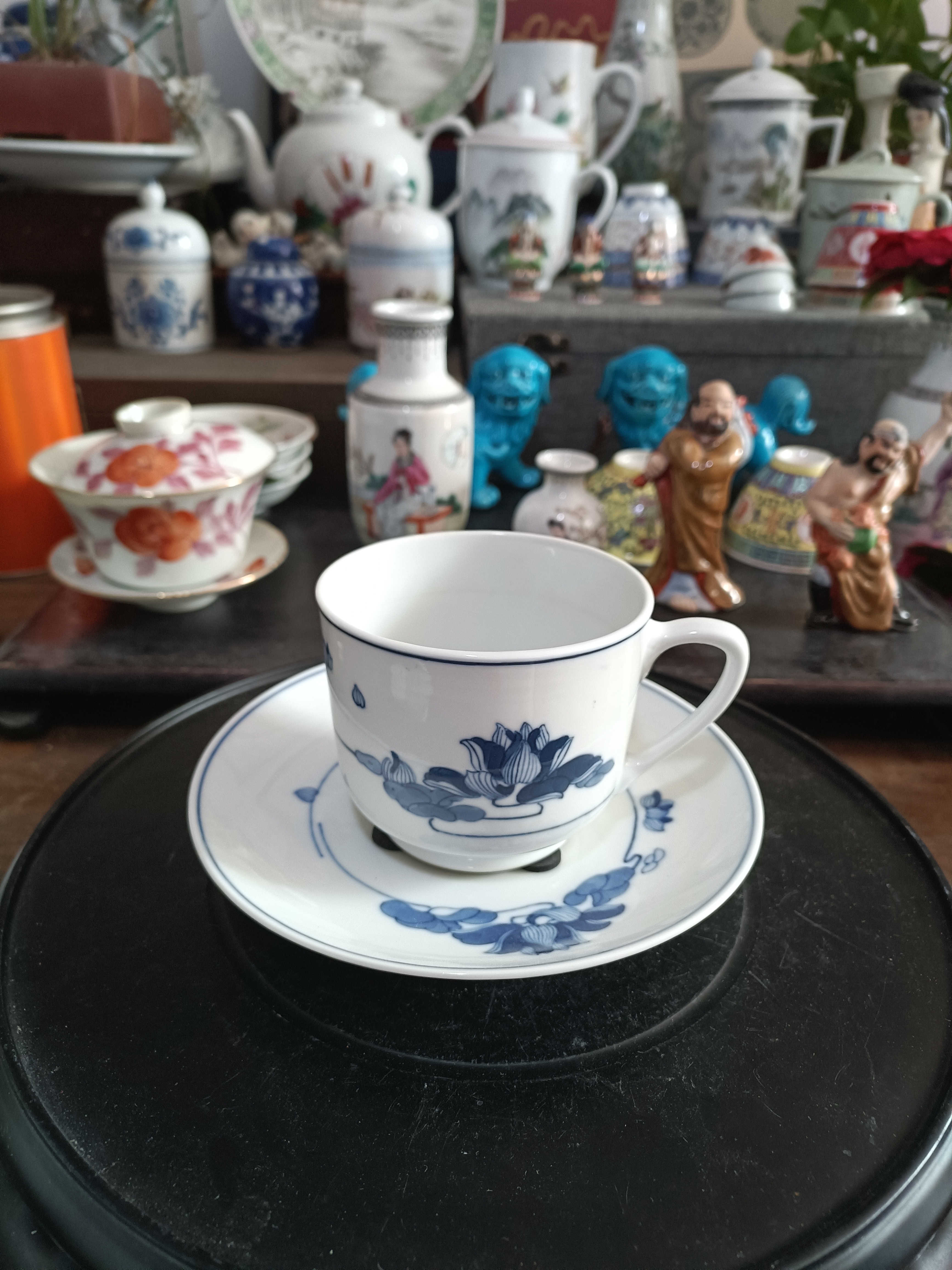 手绘青花六字款杯碟蓝色陶瓷杯复古家用茶杯釉下彩