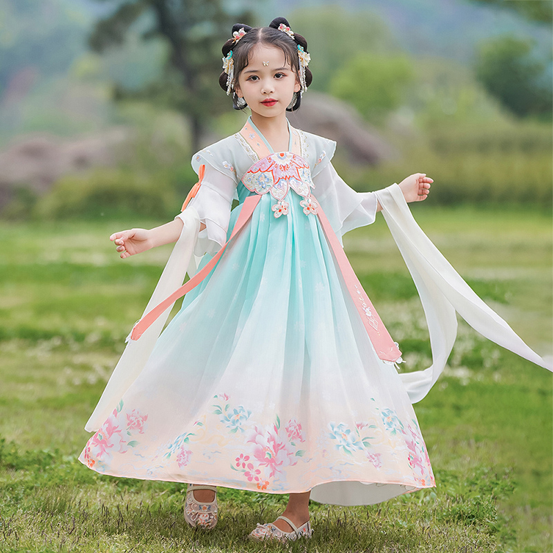 秋季夏季汉服超仙新款女孩仙气唐装春秋连衣儿童春季古风薄款